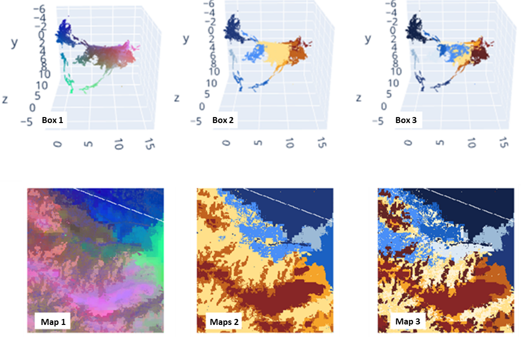 Examples of clusterboxes and corresponding map outputs