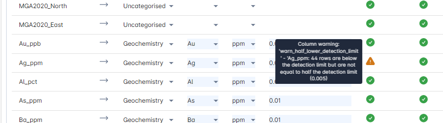 Action log row error details