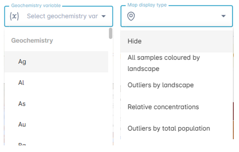 Map display types dropdown